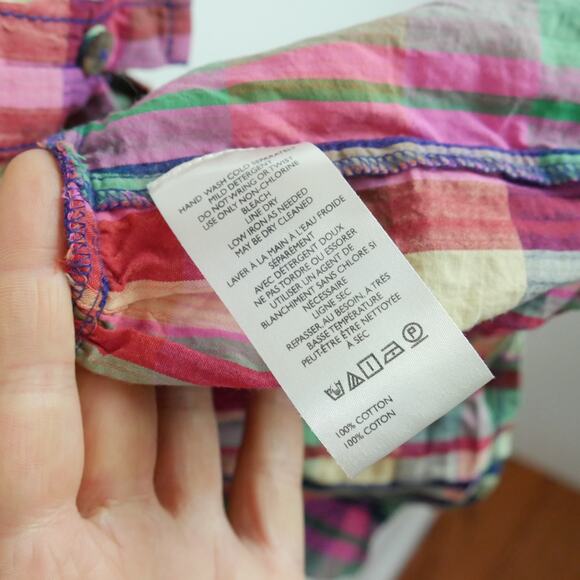 Pilcro Short Sleeve Mini Babydoll Dress Large Anthropologie Plaid Cowgirl Preppy - Picture 7 of 8